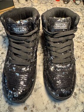 GOTTA FLURT Black Sequin High-Top Dance Sneakers